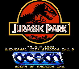 Jurassic Park title screen for NES